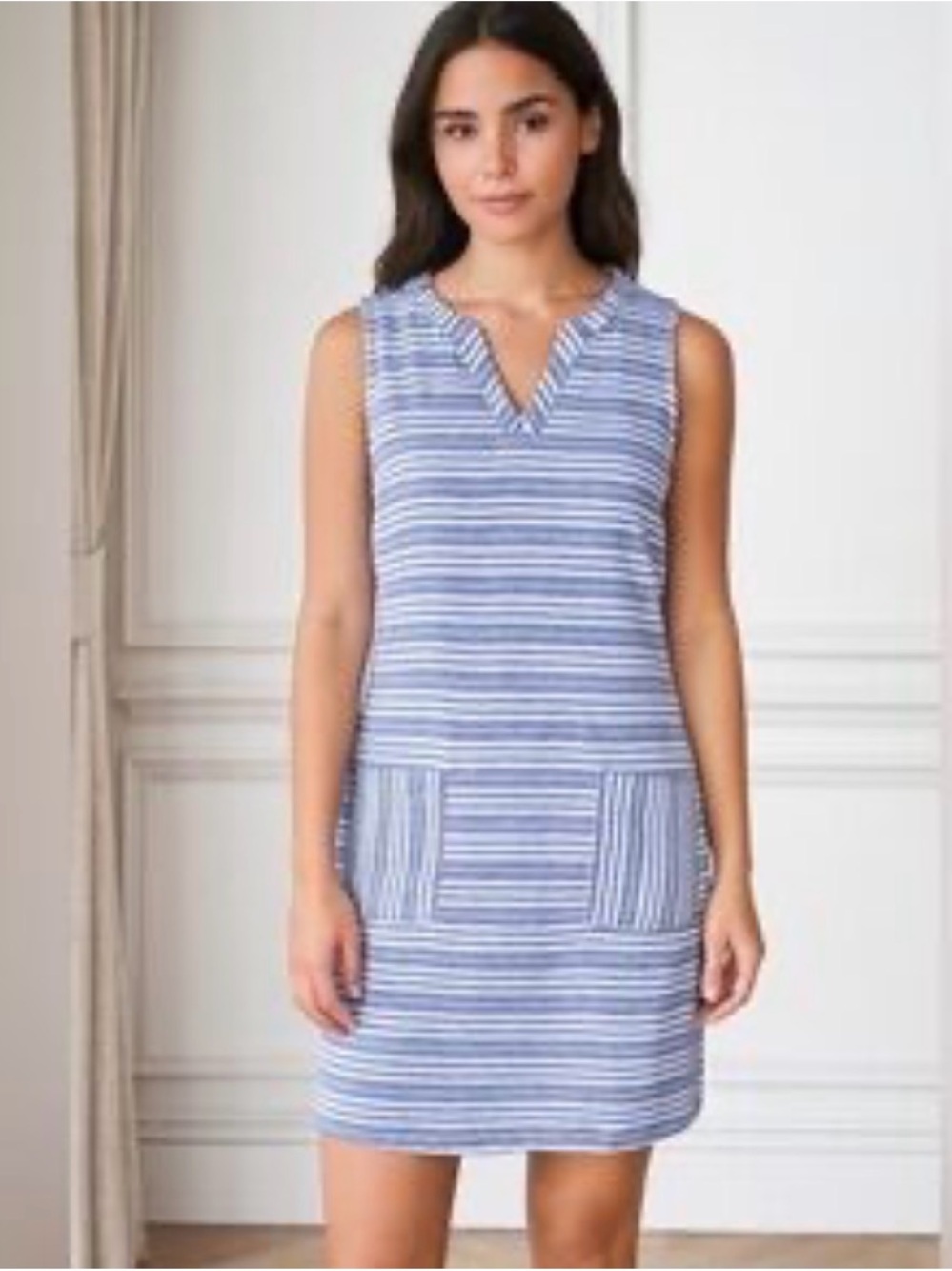 Boden Linen Summer Striped Sheath Dress sz 8 US